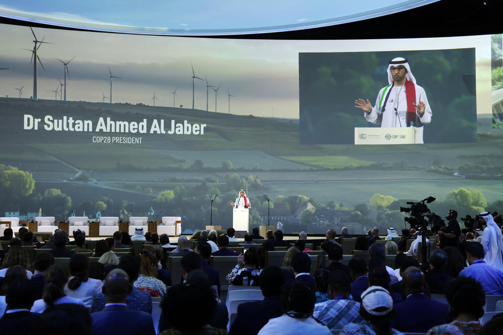 Sultan al-Jaber, is the chairman of the state-backed renewable energy company Masdar, but he's also the chief executive of Abu Dhabi's state-owned oil company, ADNOC.