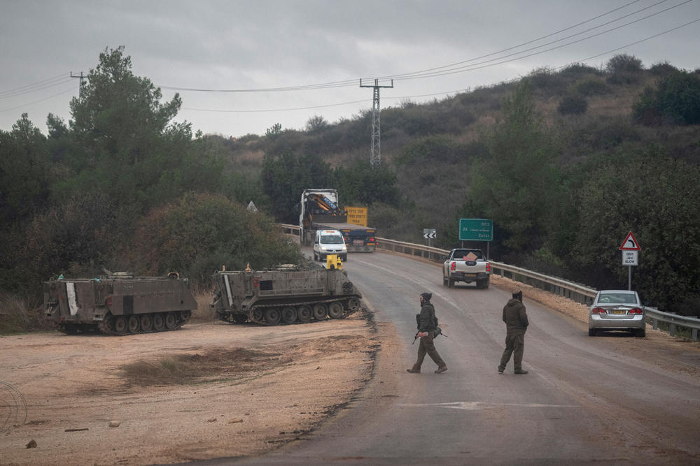 Israeli soldiers at a checkpoint near the border with Lebanon in northern Israel on Nov. 28.