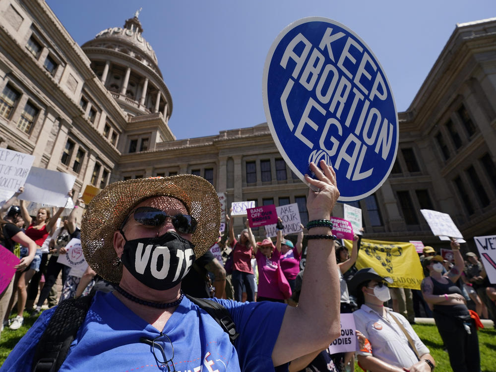Abortion rights demonstrators attend a rally at the Texas state Capitol in Austin, Texas, May 14, 2022.