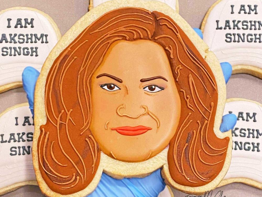 Jasmine Cho creates a cookie of NPR's Lakshmi Singh