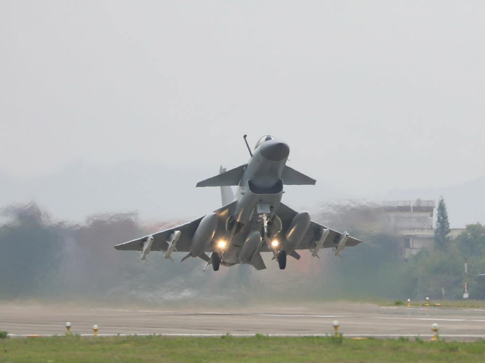 A fighter plane takes off for patrol and military exercises around Taiwan carried out by the Eastern Theater Command of the Chinese People's Liberation Army, April 8.
