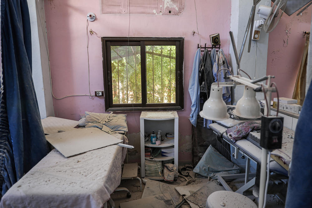 A room inside Al-Shifa Hospital in Syria's northern town of Afrin, which is controlled by Turkish-backed rebels, a day after it was reportedly targeted, along with neighboring residential areas, by a rocket attack launched by the Syrian government.