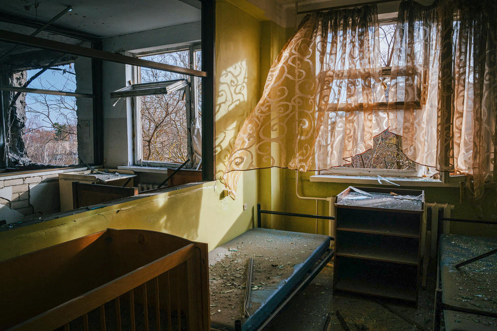 International law prohibits attacks on health-care facilities and health workers. This photo from January 1, 2023 shows the damage to a room of Children's Hospital in the southern Ukrainian city of Kherson after a Russian missile strike in the southern city.