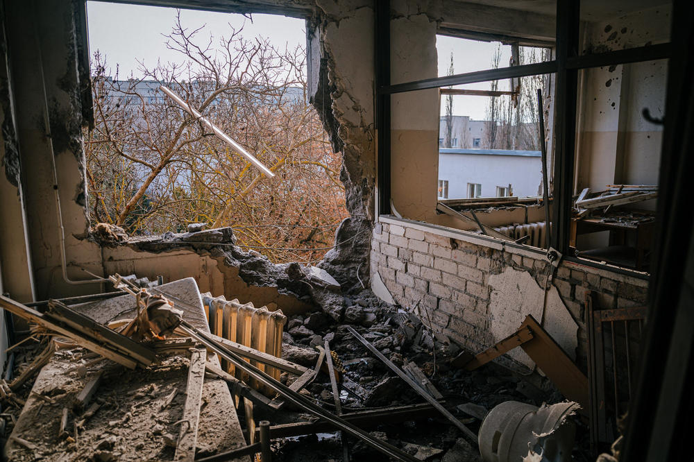 A damaged room in the Children's Hospital in Kherson, Ukraine, after Russian missile strikes hit the city shortly before and just after New Year's Eve.