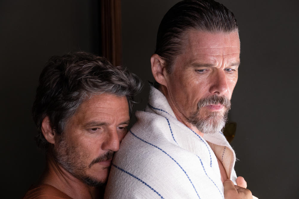 Pedro Pascal and Ethan Hawke in Pedro Almodóvar's film <em>Strange Way of Life.</em>