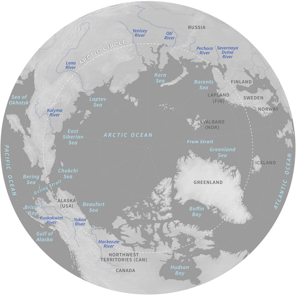 Map of the Arctic Circle.