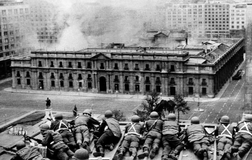 Chilean army troops fire on the La Moneda presidential palace on Sept. 11, 1973, in Santiago, Chile. Backlash to the U.S. role in the coup later led to human rights taking a larger place in U.S. foreign policy.