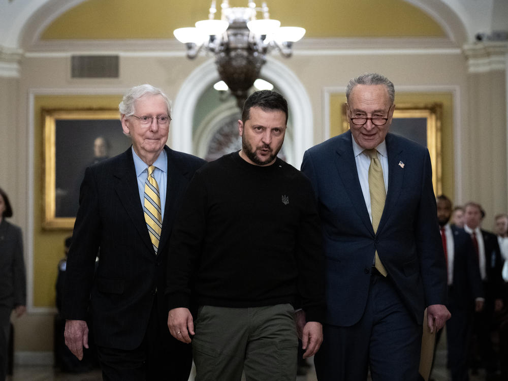 Ukrainian President Volodymyr Zelensky met with Senate Minority Leader Mitch McConnell, Majority Leader Chuck Schumer and others in Congress to ask for more aid for his country's war against Russia.