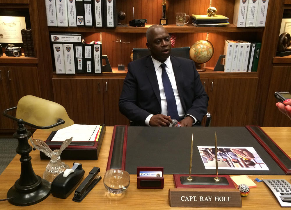 Braugher on the set of <em>Brooklyn Nine-Nin</em>e in 2014.