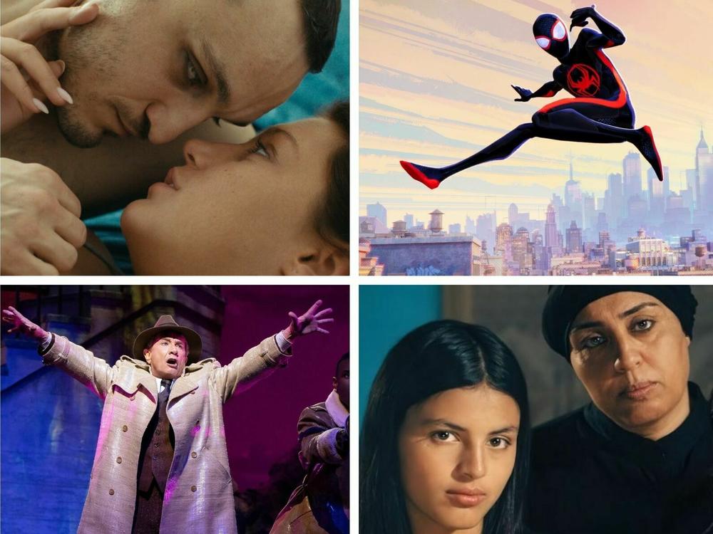 Clockwise from top left: <em>Mission: Impossible — Dead Reckoning Part One</em>, <em>Passages</em>,<em> Spider-Man: Across the Spider-Verse</em>,<em> Four Daughters</em>,<em> Only Murders in the Building</em>,<em> Hijack</em>