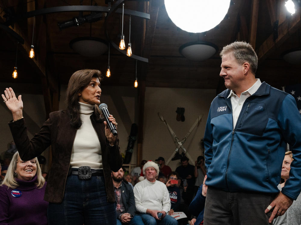 GOP presidential candidate Nikki Haley speaks to supporters after receiving the endorsement of New Hampshire Gov. Chris Sununu on Tuesday in Manchester, N.H.