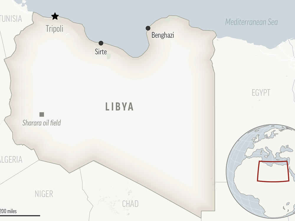 This is a locator map for Libya with its capital, Tripoli.