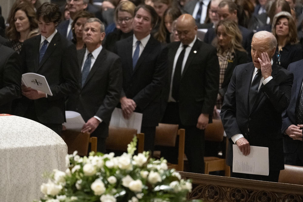 President Biden attends the memorial service for former US Supreme Court Justice Sandra Day O'Connor at the National Cathedral in Washington, D.C.