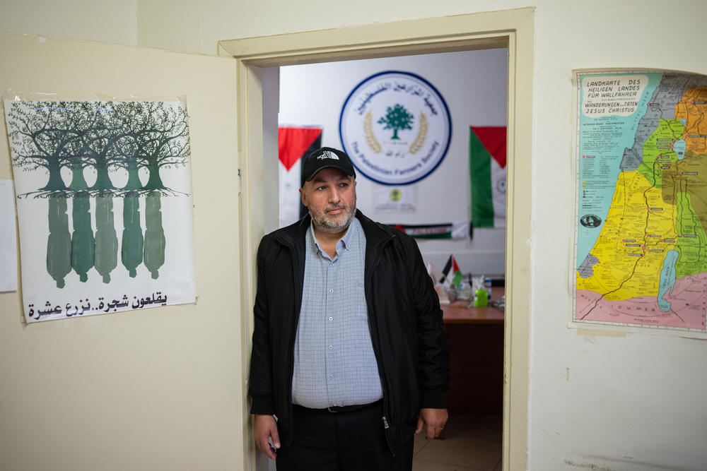 Mohammad Olwan of the Palestinian farmers union stands in his office in Ramallah in the occupied West Bank.