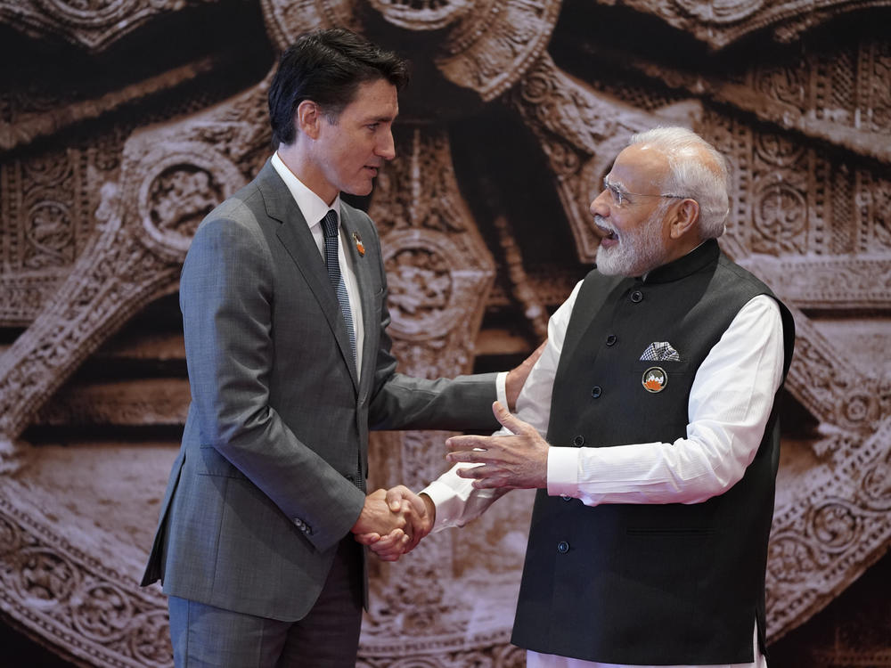 Indian Prime Minister Narendra Modi welcomes Canada's Prime Minister Justin Trudeau for the G20 Summit in New Delhi, India, Sept. 9. Later that month, Trudeau announced what he called credible allegations that India's government may have had links to the assassination in Canada of a Sikh activist.
