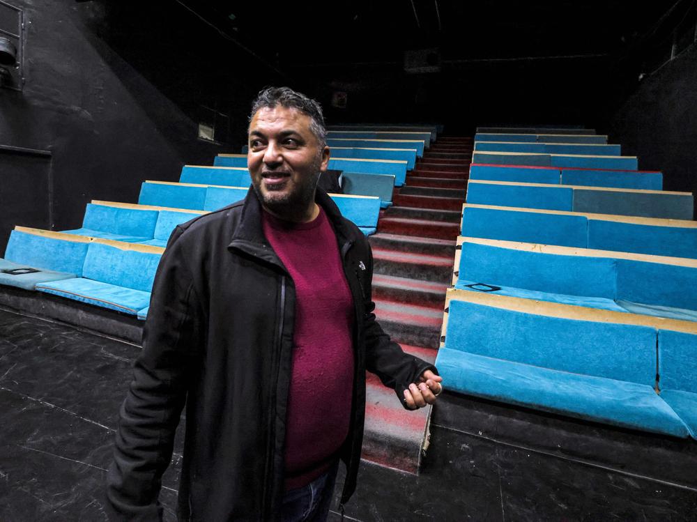 Detained theater artist Mustafa Sheta in Jenin's Freedom Theatre in 2022.