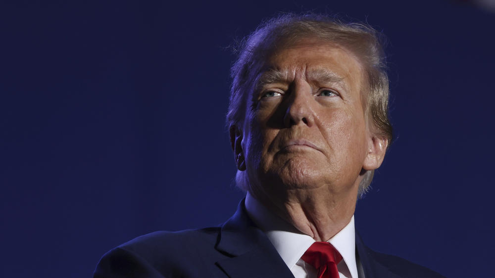 Former President Donald Trump speaks at a campaign rally on Saturday in Durham, N.H. He is at the center of a few key questions that the Supreme Court could take on during the 2024 presidential election.