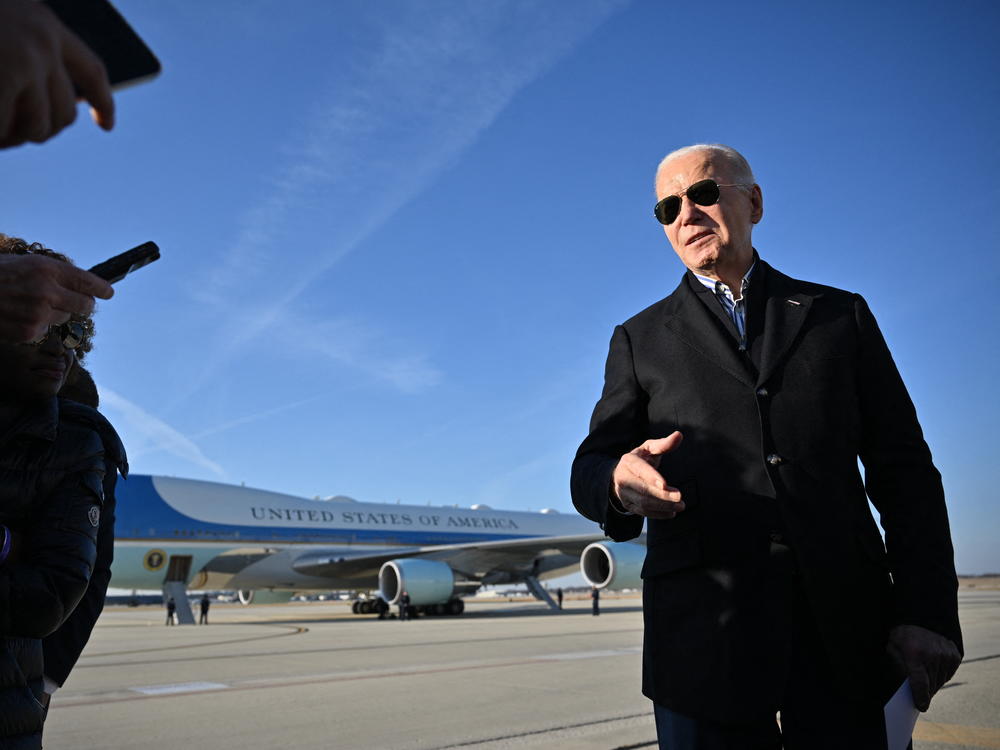 President Biden speaks to reporters in Milwaukee before boarding Air Force One on Wednesday. The president announced Friday he would expand pardons for simple marijuana possession.