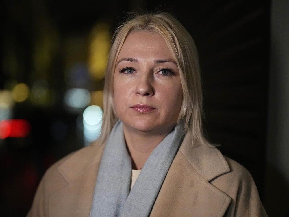 Yekaterina Duntsova looks on after submitting her documents as a presidential candidate for the upcoming election. She secured a nomination from a group of more than 500 supporters as required by Russian electoral law.