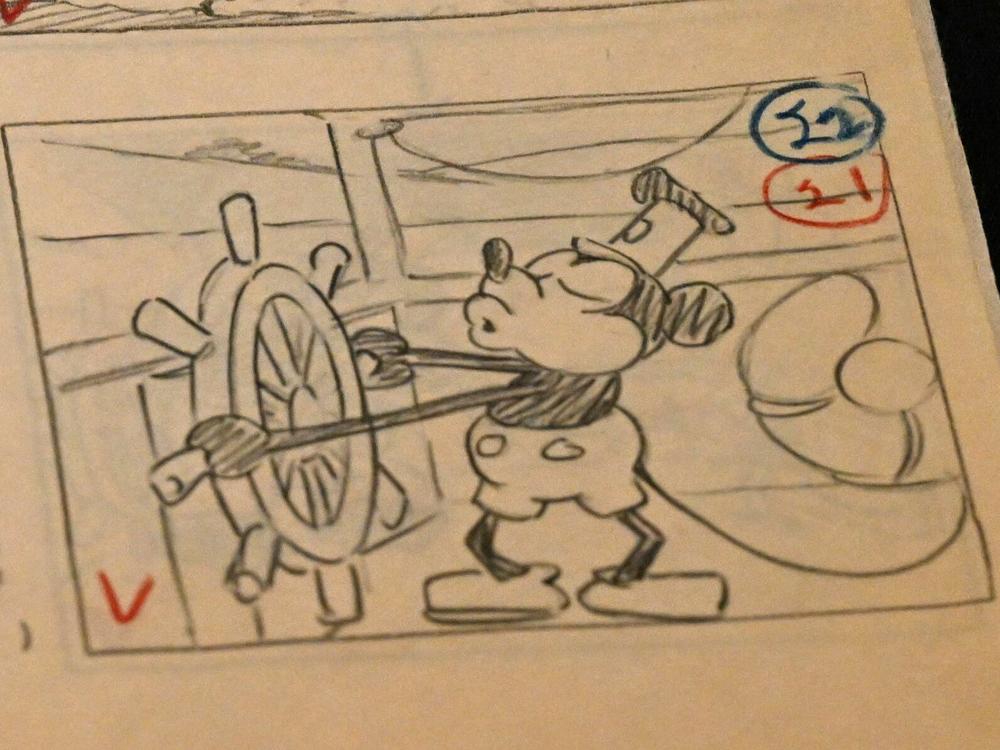The original 1928 script for Disney's <em>Steamboat Willie</em>, the first cartoon to star Mickey Mouse.