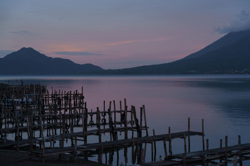PANAJACHEL, GUATEMALA — View of Lake Atitlan at dawn on July 25, 2023. <a href=