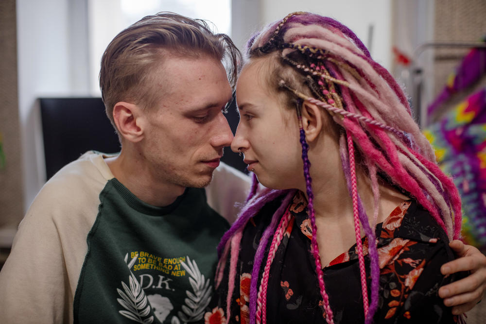 KHARKIV, UKRAINE — Maksim Manakhov, 23, and Lilya Lohyna, 22, fell in love after Russian forces encircled their home of Kharkiv and it became the site of near constant shelling for months. <a href=