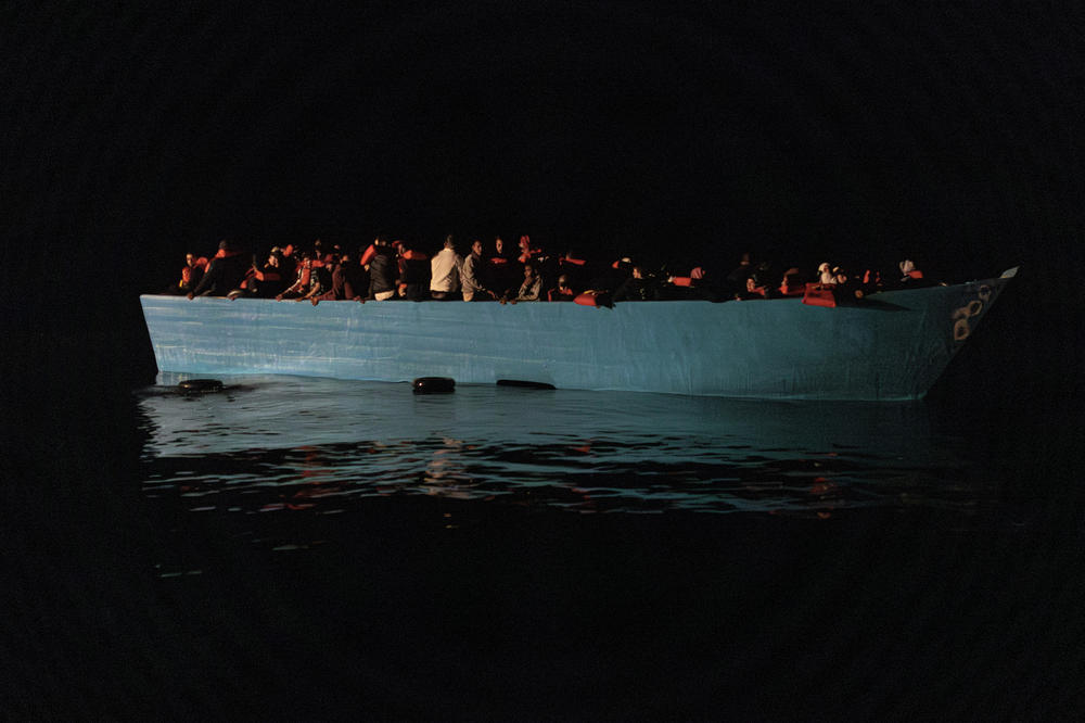 LIBYA — A wooden boat was spotted and rescued overnight in international waters north of Libya by the humanitarian ship Geo Barents, of Doctors Without Borders on Oct. 6, 2023. The wooden boat was carrying 162 people including 22 women and 29 children.