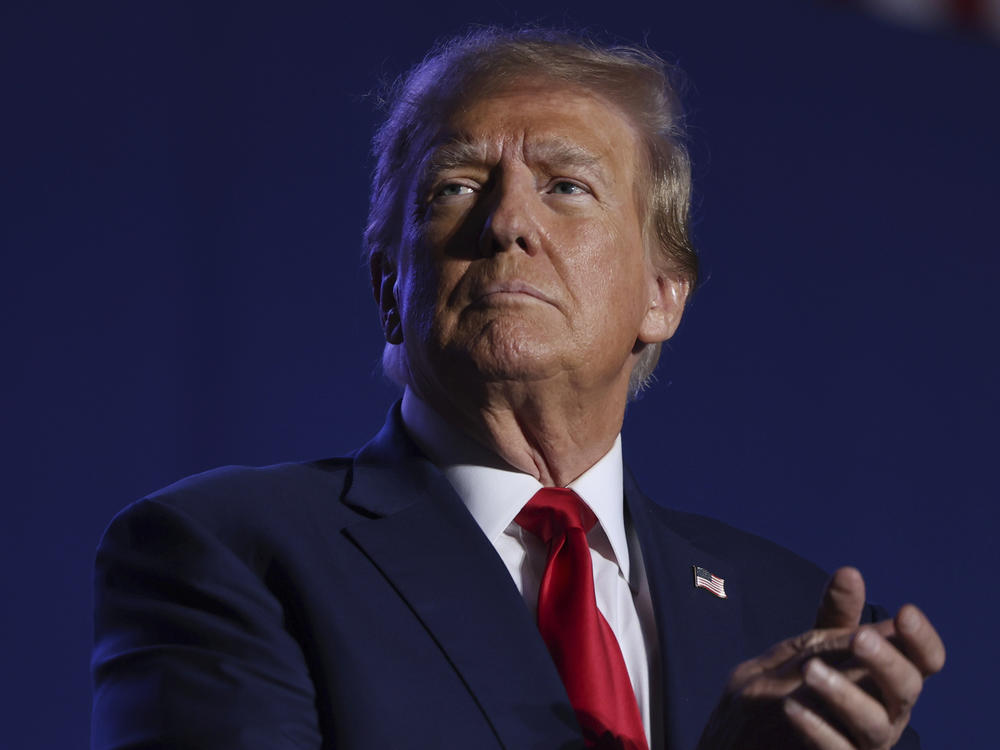 Former President Donald Trump speaks at a campaign rally on Dec. 16 in Durham, N.H.