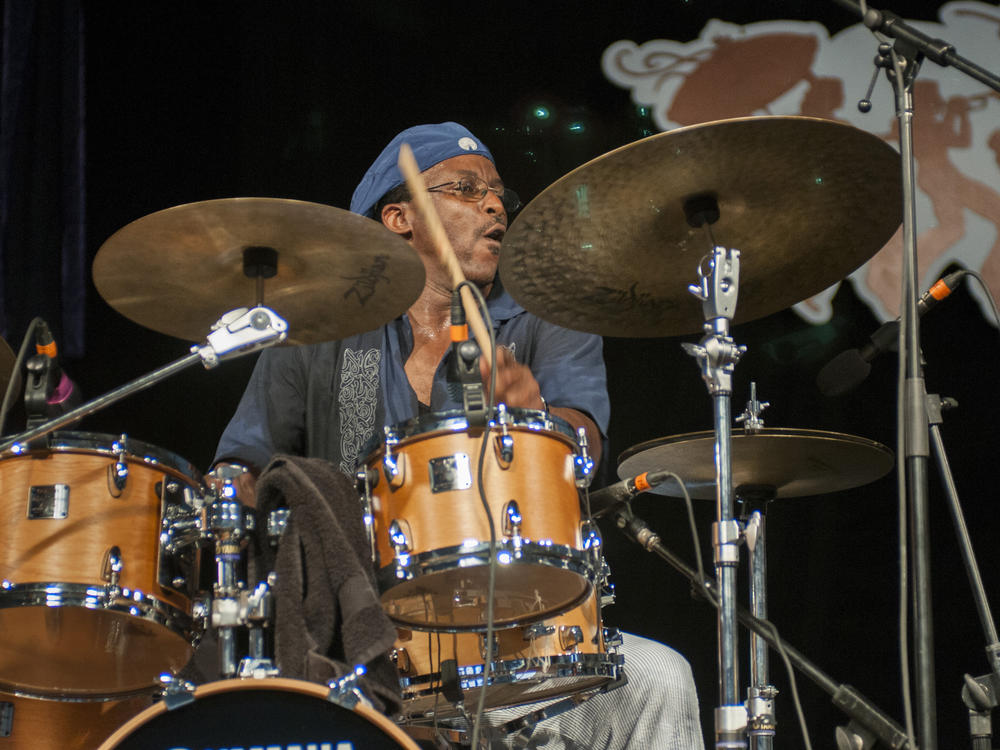 Herlin Riley performing at the New Orleans Jazz and Heritage Festival in New Orleans, Louisiana on April 30, 2011.