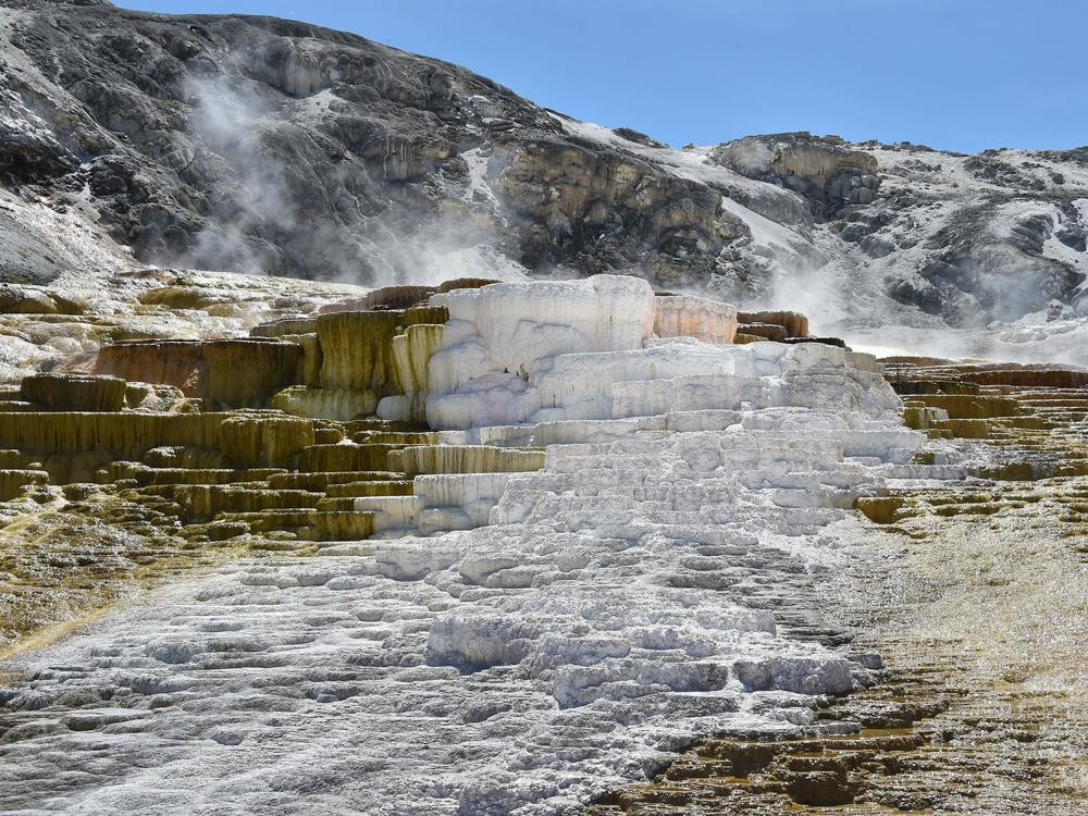 A view of the Mammoth Hot Springs at Yellowstone National Park on May 12, 2016.
