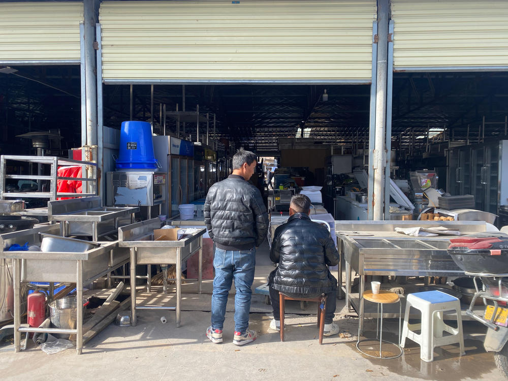 An appliance market in Xi'an, China, where Jiang has a construction equipment rental company. He says economic conditions are worse now than during the pandemic, when he started the appliance business, and he isn't selling as much as he used to.