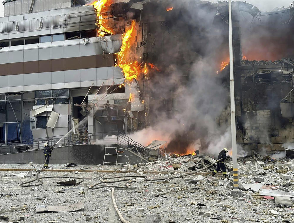 Kyiv: Firefighters work on the site of a building damaged after a Russian attack in Kyiv, Ukraine, Friday, Dec. 29, 2023.