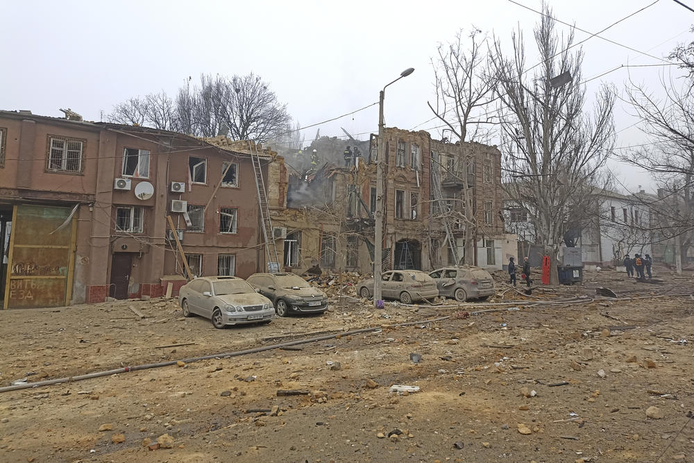 Odesa: Apartment buildings are seen damaged after a Russian attack.