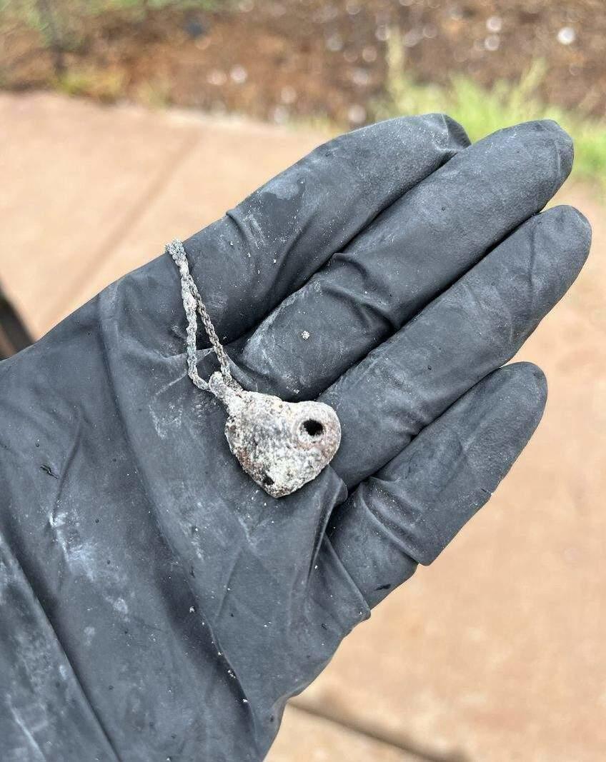 Miraculously, Susan Fares' necklace above remained intact during the Maui wildfires. Inside are the last remaining ashes belonging to her son.