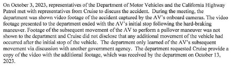 The facts stated in the DMV's order of suspension for Cruise.