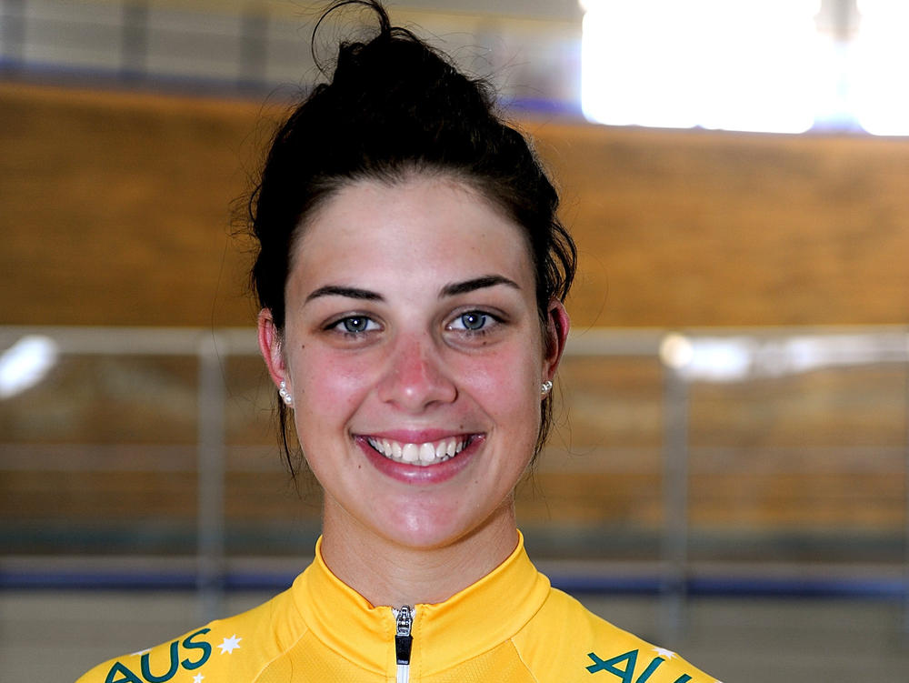 Melissa Hoskins of Australia's women's track cycling team poses during a media day on July 17, 2012, in Brescia, Italy.