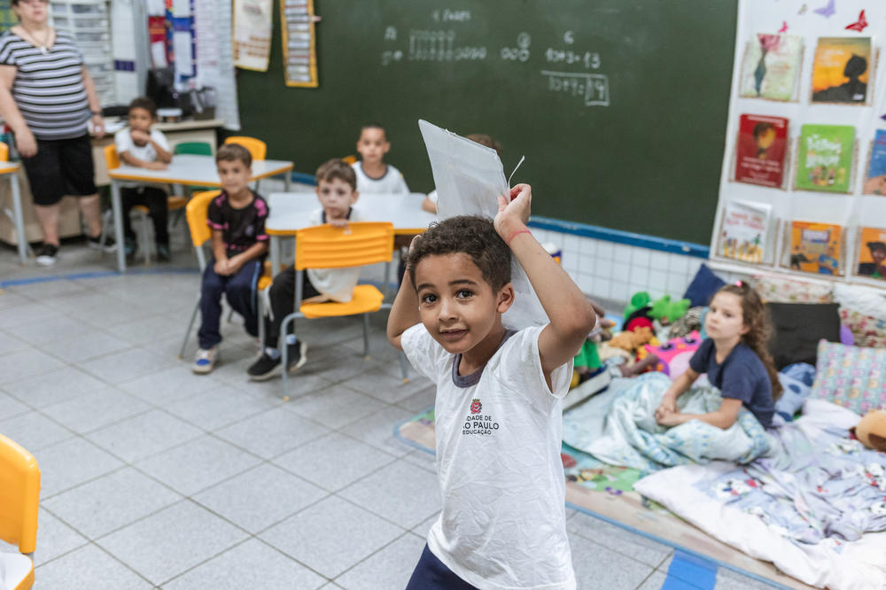 Davi Lucas says he's become much more adventurous in his eating because of the food at school. He's added a third fruit to his repertoire: star fruit, along with bananas and watermelon.