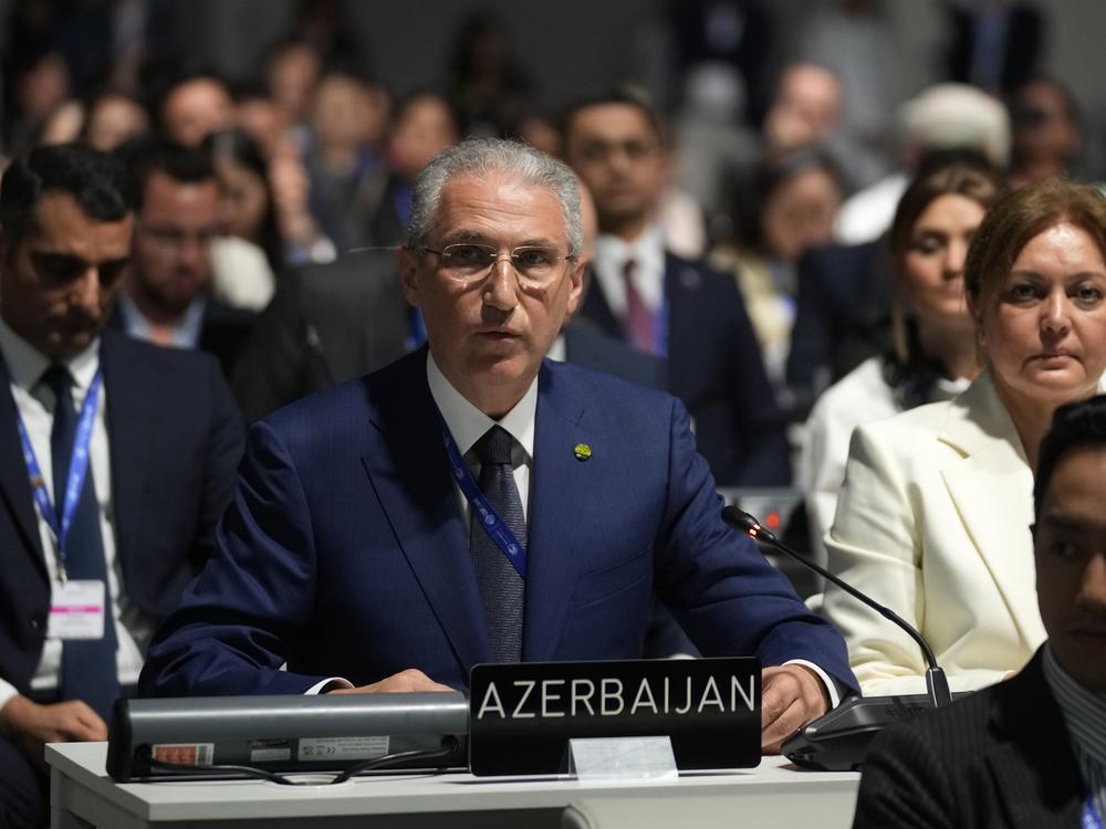 Mukhtar Babayev, Azerbaijan ecology and natural resources minister, attends a plenary session at the COP28 U.N. Climate Summit on Dec. 11, in Dubai, United Arab Emirates. Babayev has been named to lead the United Nations' annual climate talks later this year, prompting concern from some climate activists over his former ties to the state oil company in a major oil-producing nation.