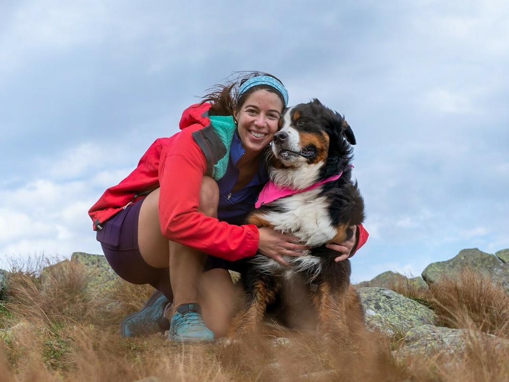 Kate Speer, on a hike with her service dog, Waffle. Her popular social media accounts feature frank discussion of mental illness.