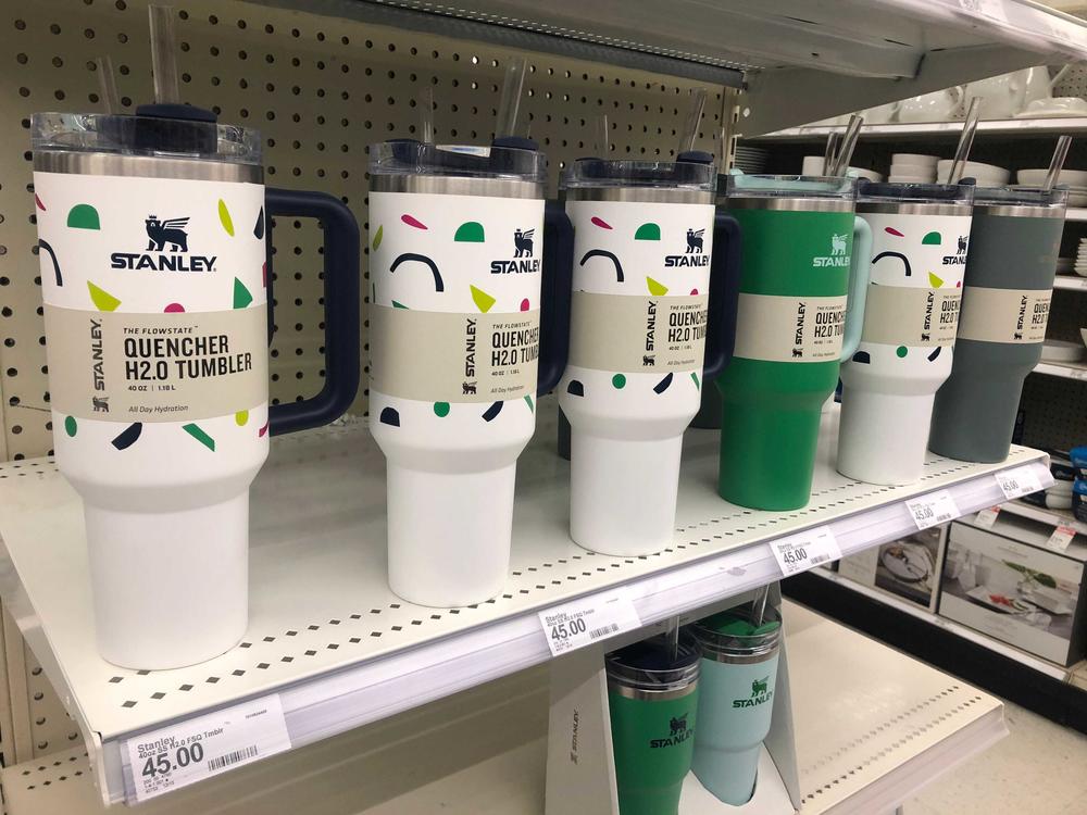 Stanley tumblers are on display at a Target store in Milwaukee on Jan. 4.