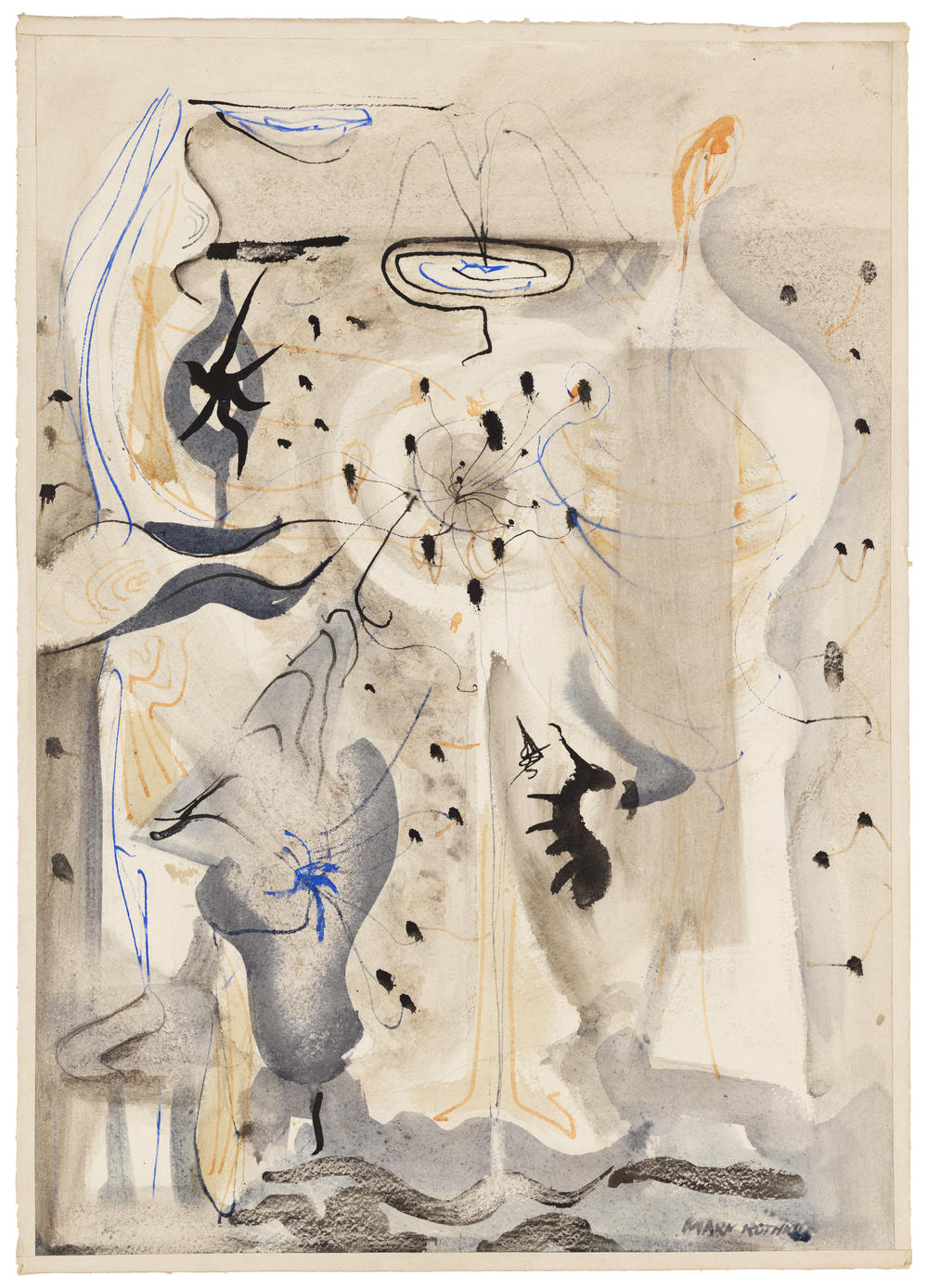 Mark Rothko, <em>Baptismal Scene</em>, 1945, watercolor and graphite pencil on paper.