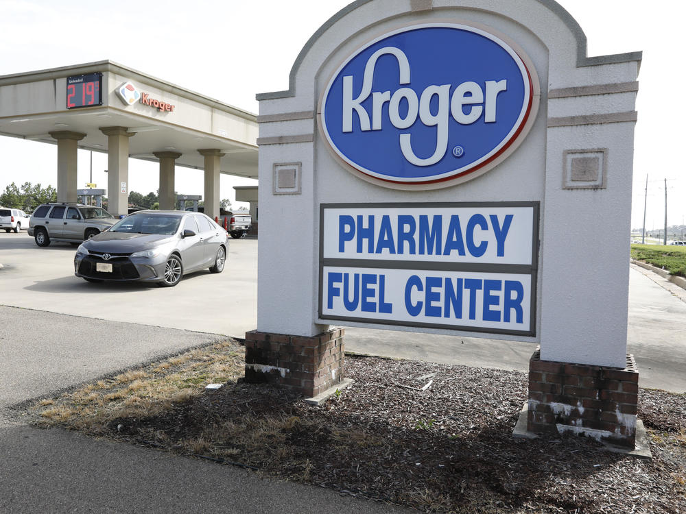 Washington's attorney general has sued to stop Kroger from merging with Albertsons and creating a grocery-store colossus. Here, a Kroger in Flowood, Mississippi operates a gas station and a pharmacy.