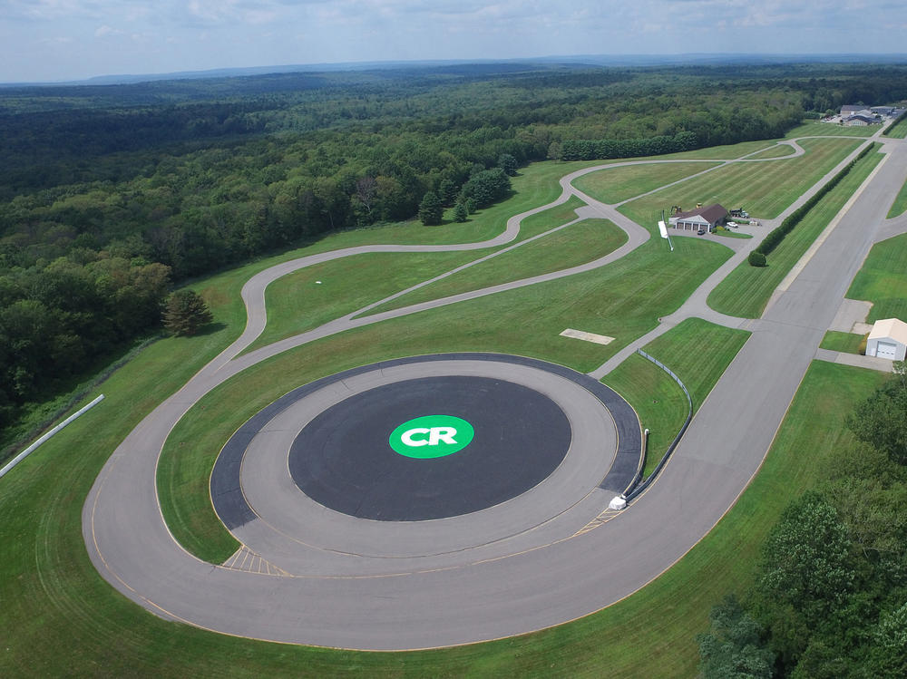 An aerial view of Consumer Reports' testing track in Connecticut.