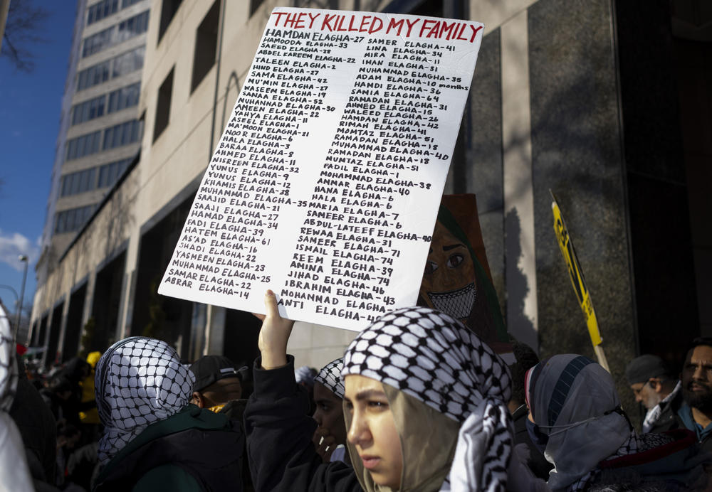 Many people at the march shared stories of how their family members have been killed in Gaza.