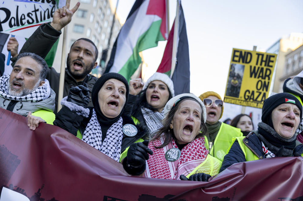 The rally was held at Freedom Plaza in Washington, D.C., before a march proceeded to the White House.
