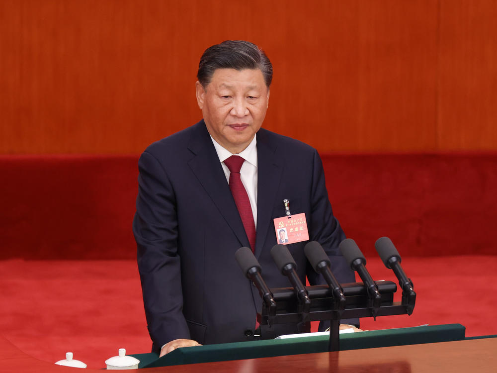 Chinese President Xi Jinping delivers a speech during the opening session of the 20th National Congress of the Communist Party of China (CPC) on Oct. 16, 2022 in Beijing, China. China has vowed to control Taiwan one day.