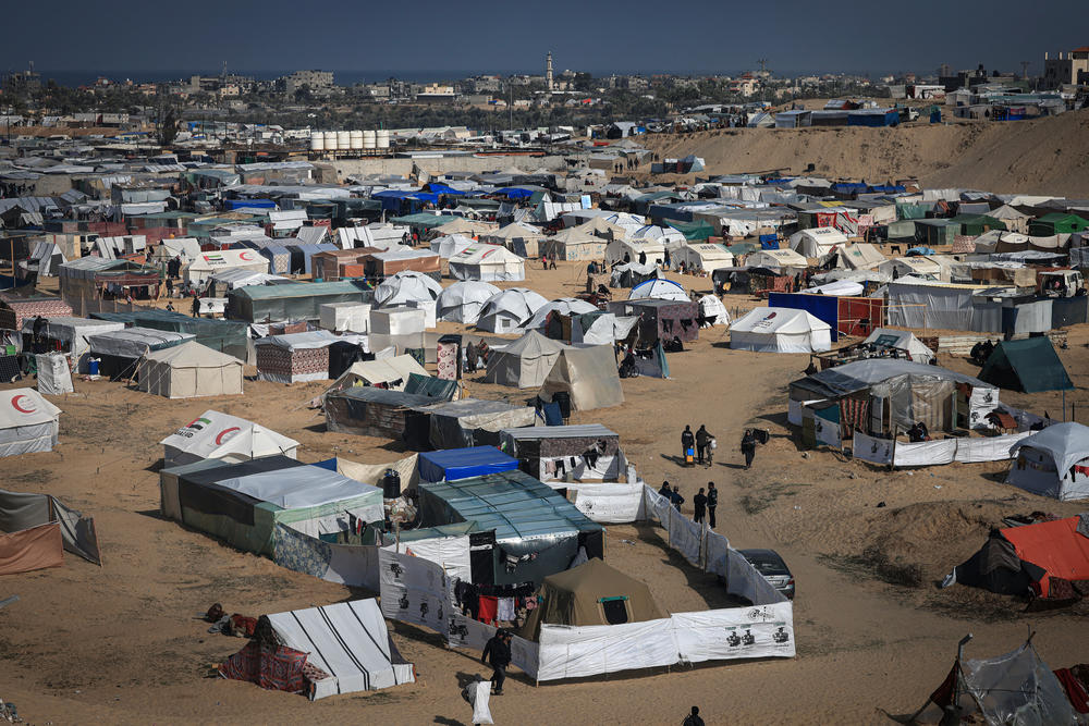 Nearly two million Palestinians have been displaced. Lacking anywhere else to stay, many have started living in tents near the Egyptian border.