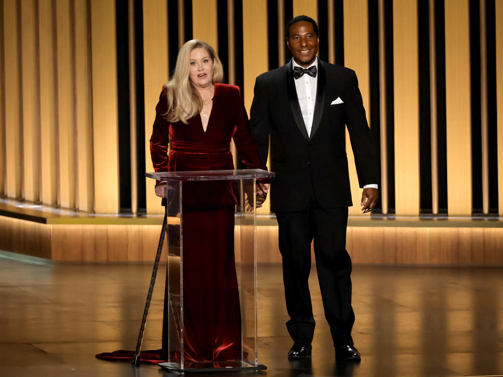 Christina Applegate at the 75th Emmy Awards.