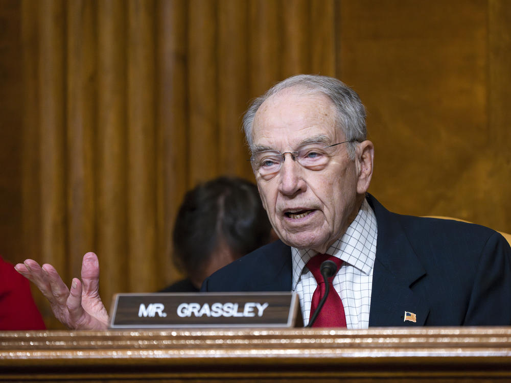 Senate Budget Committee Ranking Member Sen. Chuck Grassley, R-Iowa, is shown speaking at a hearing at the Capitol in Washington, May 4, 2023.