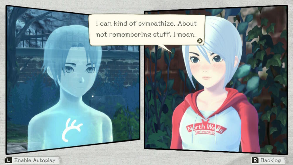 Ashley encounters a ghost she calls D, who proceeds to aid her through the first of Recollection's two parts.